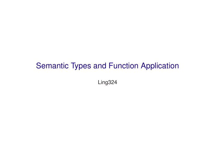 semantic types and function application