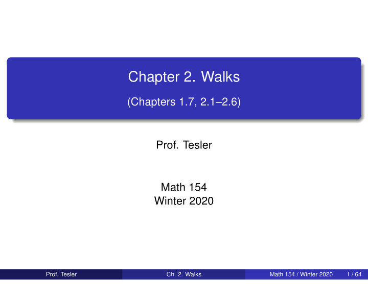 chapter 2 walks