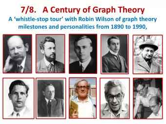 7/8.   A Century of Graph Theory A whistle - stop tour with Robin Wilson of graph theory