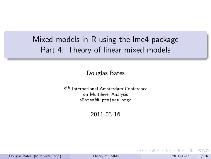 mixed models in r using the lme4 package part 4 theory of