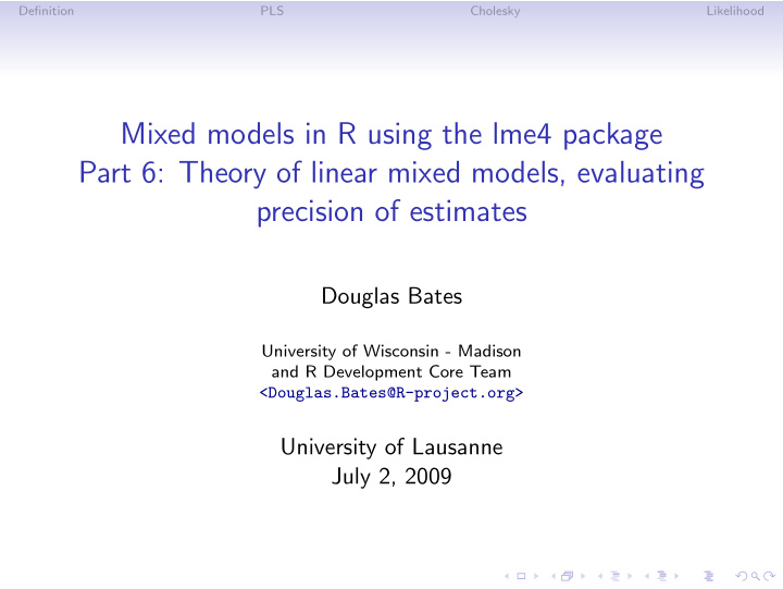 mixed models in r using the lme4 package part 6 theory of