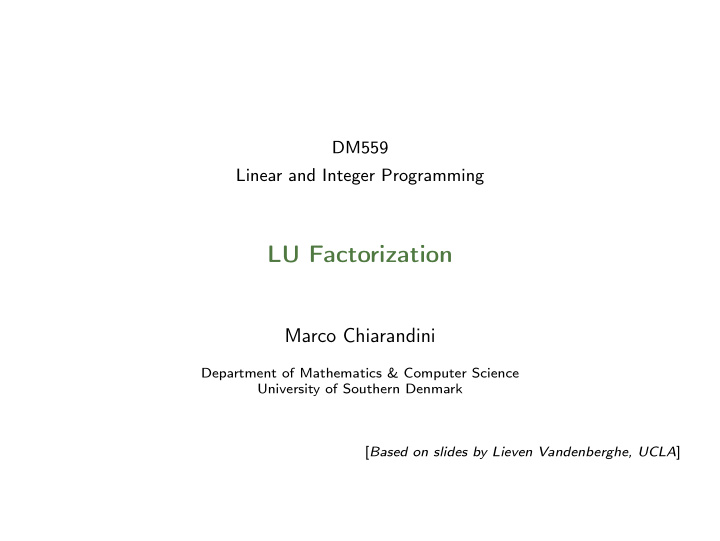 lu factorization