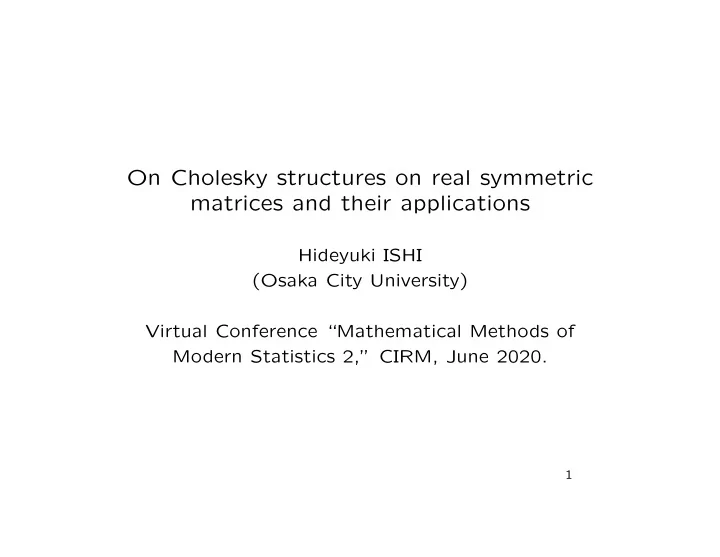 on cholesky structures on real symmetric matrices and