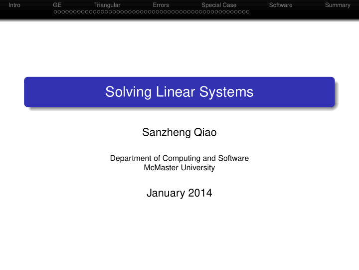 solving linear systems