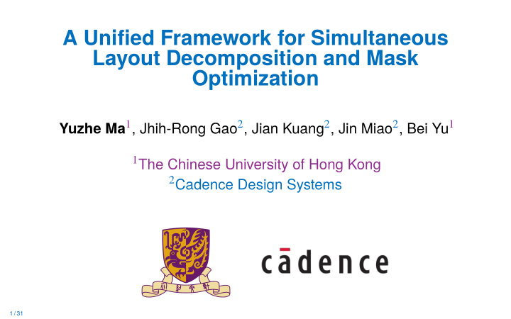 a unified framework for simultaneous layout decomposition