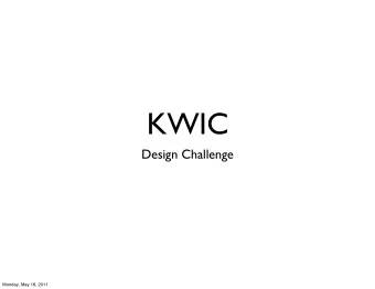 KWIC  Design Challenge  Monday, May 16, 2011  Contextualized Index  set of all circular shifts
