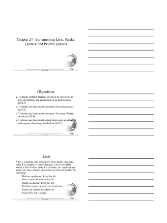 Lists  A list is a popular data structure to store data in sequential  order. For example, a list