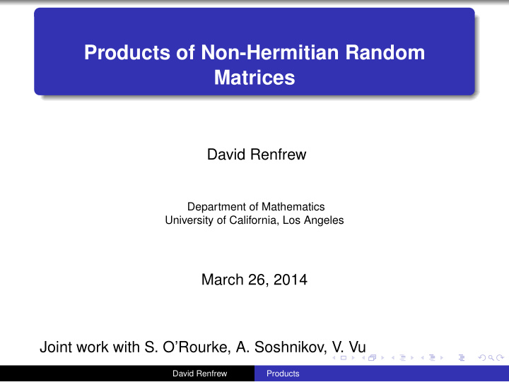 products of non hermitian random matrices