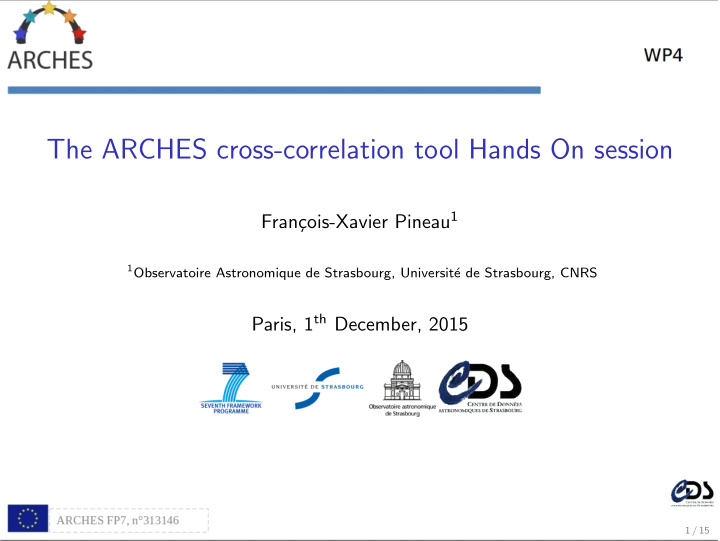 the arches cross correlation tool hands on session