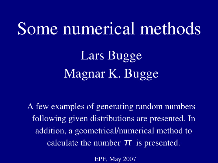 some numerical methods
