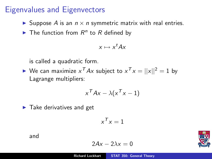 eigenvalues and eigenvectors