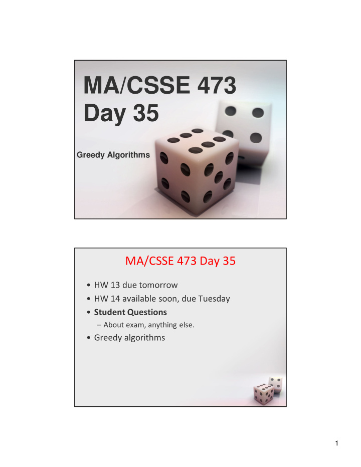 ma csse 473 day 35