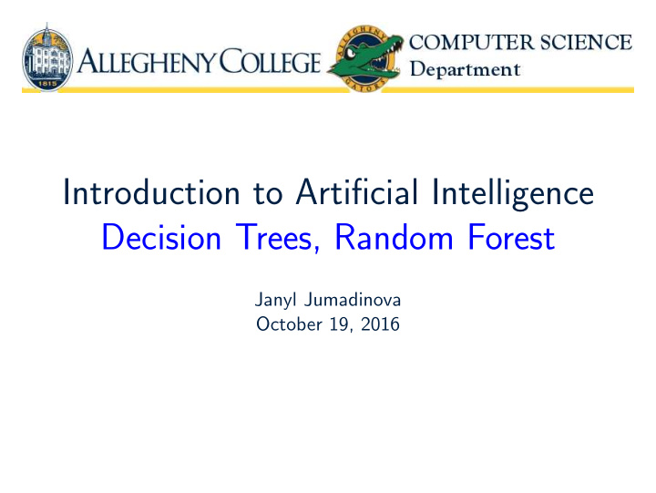 introduction to artificial intelligence decision trees