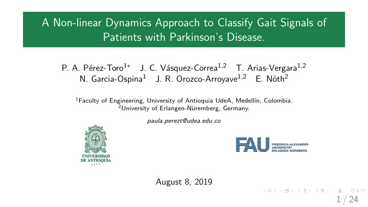 a non linear dynamics approach to classify gait signals