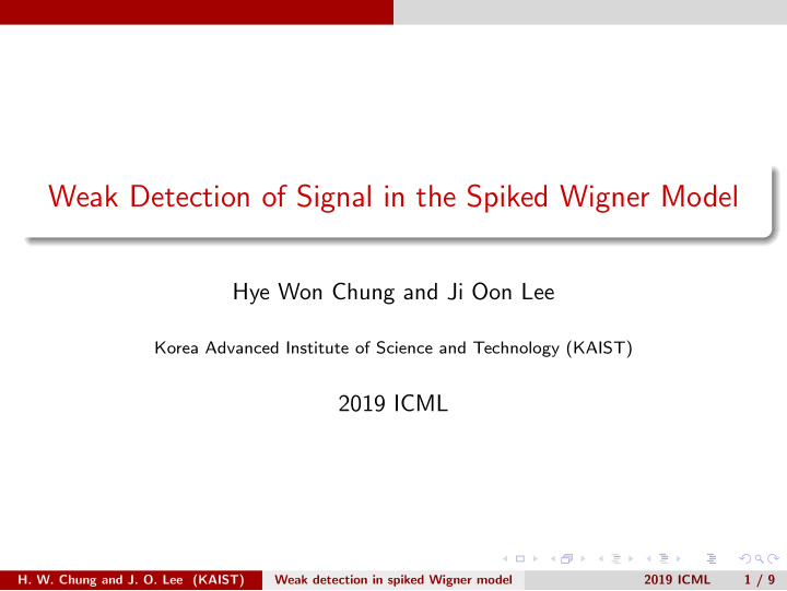 weak detection of signal in the spiked wigner model