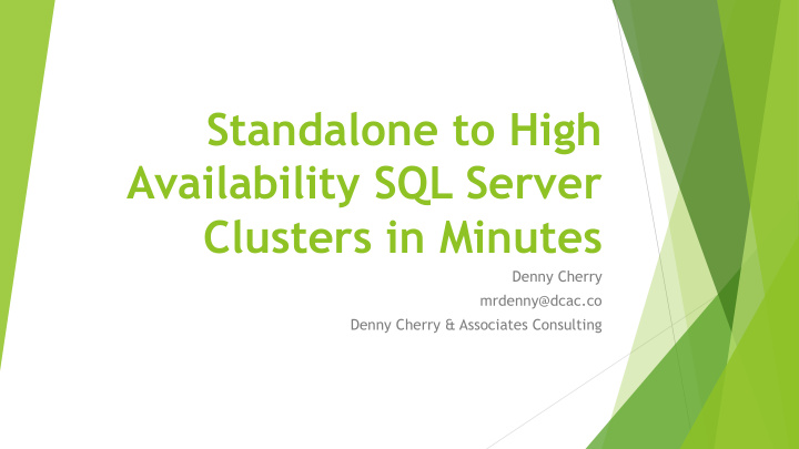 standalone to high availability sql server clusters in