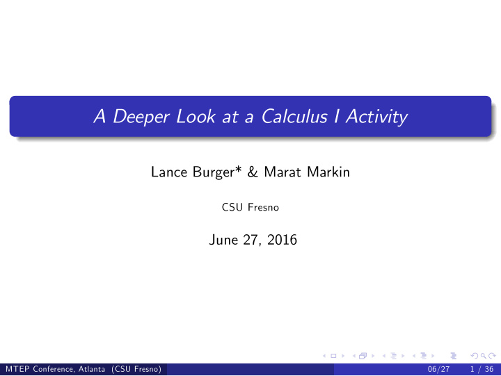 a deeper look at a calculus i activity
