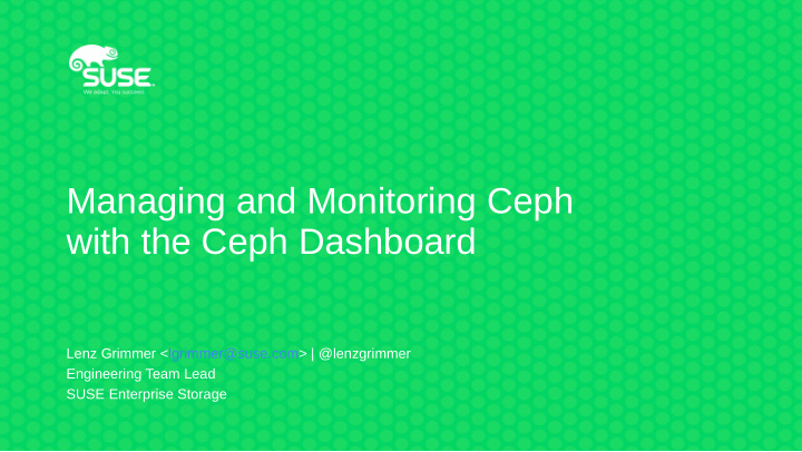 managing and monitoring ceph with the ceph dashboard