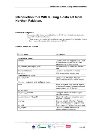 Introduction to ILWIS 3 using a data set from  Northen Pakistan.  Summary &amp; background  The