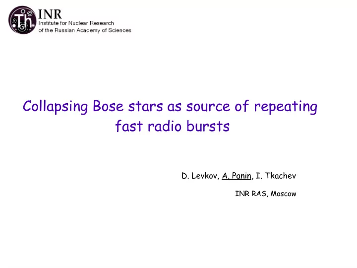 collapsing bose stars as source of repeating fast radio