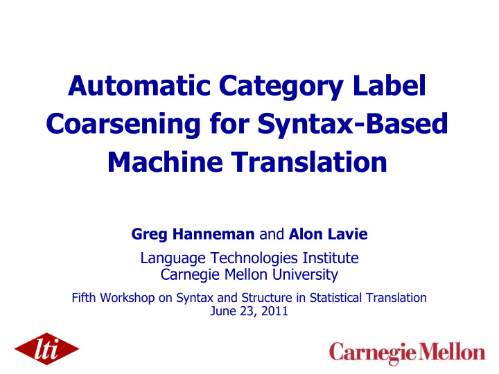 automatic category label coarsening for syntax based