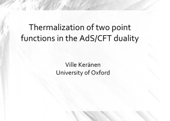 Thermalization of two point  functions in the AdS/CFT duality  Ville Kernen  University of Oxford