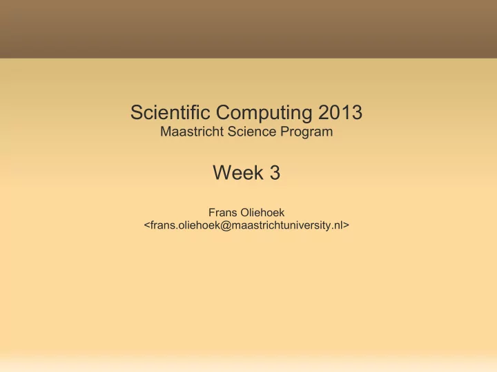 scientific computing 2013