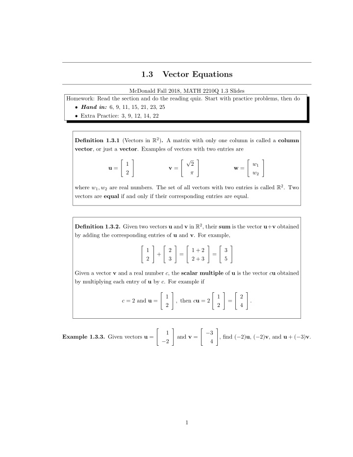 1 3 vector equations