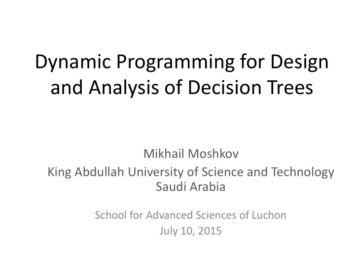 and analysis of decision trees