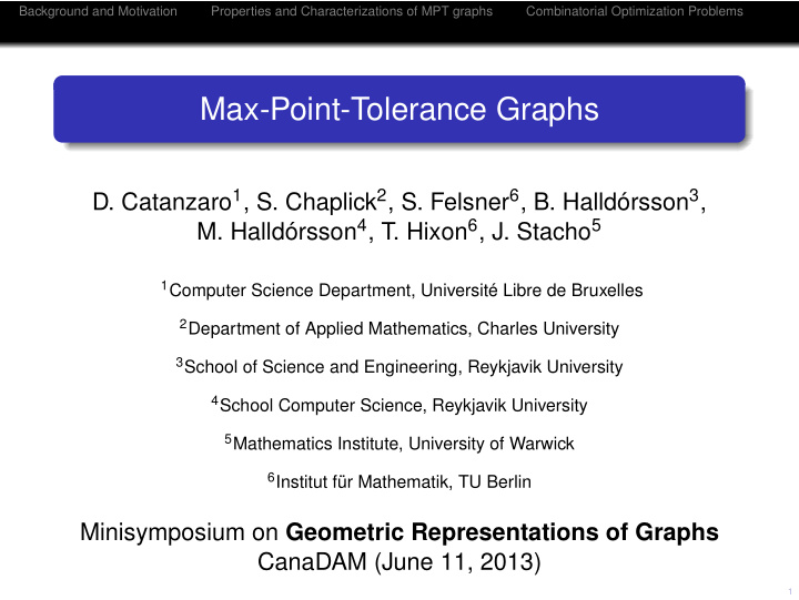 max point tolerance graphs