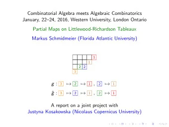Combinatorial Algebra meets Algebraic Combinatorics  January, 2224, 2016, Western University,