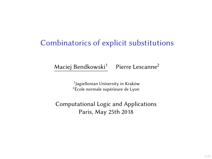 combinatorics of explicit substitutions