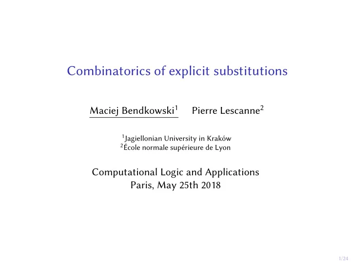 combinatorics of explicit substitutions