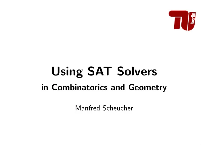 using sat solvers