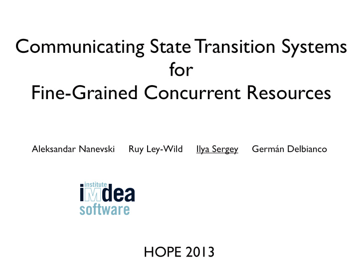 communicating state transition systems for fine grained