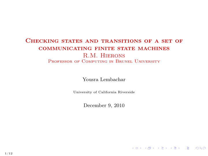 checking states and transitions of a set of communicating