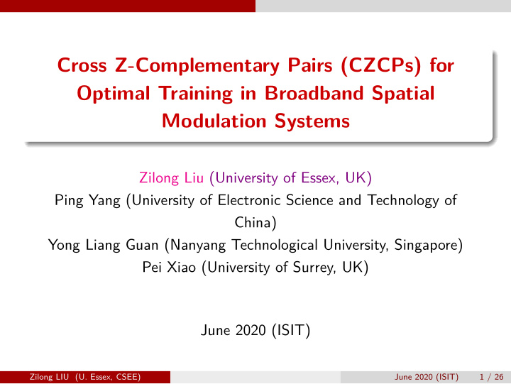 cross z complementary pairs czcps for optimal training in