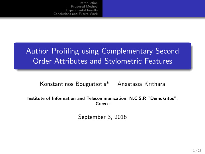 author profiling using complementary second order