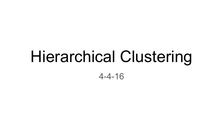 hierarchical clustering