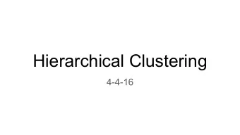 Hierarchical Clustering  4-4-16  Hierarchical clustering: the setting  Unsupervised learning