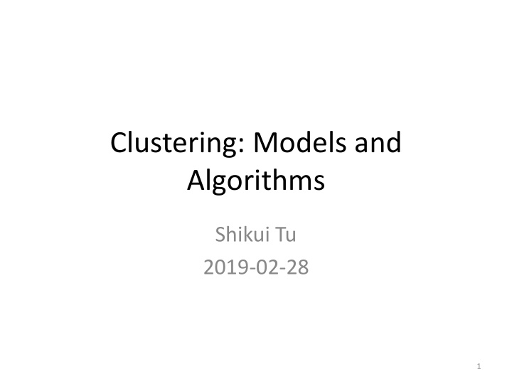 clustering models and algorithms