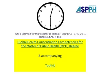 Global Health Concentration Competencies for  the Master of Public Health (MPH) Degree  &amp;
