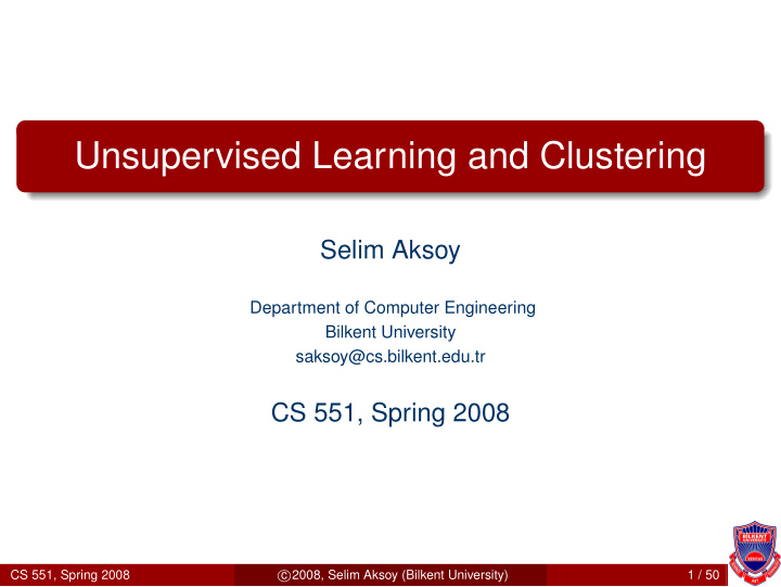 unsupervised learning and clustering