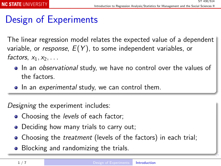 design of experiments