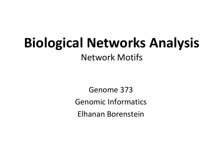 biological networks analysis