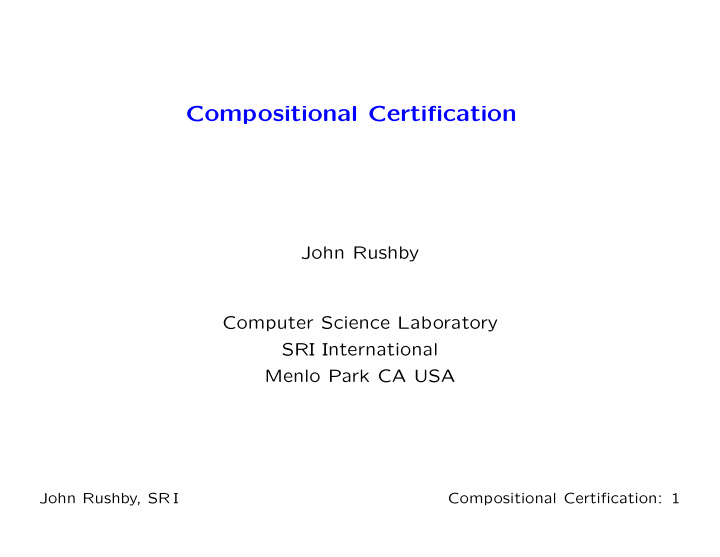 compositional certification