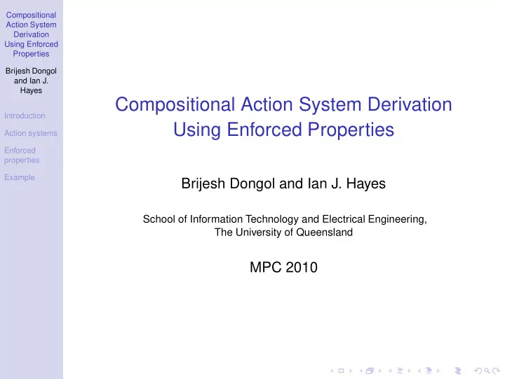 compositional action system derivation