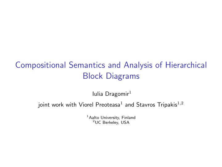 compositional semantics and analysis of hierarchical