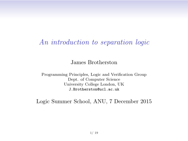 an introduction to separation logic