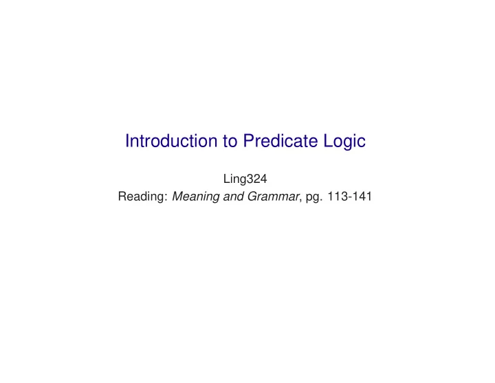 introduction to predicate logic